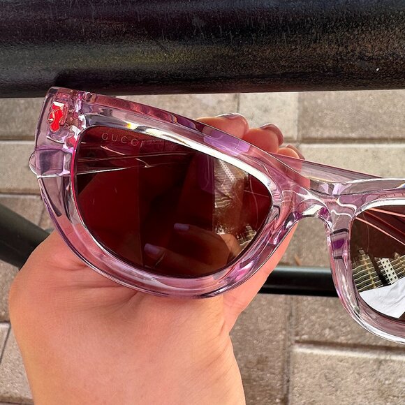 Gucci 1521S 004 Violet Violet Brown Sunglasses Women T140 - Picture 3 of 12